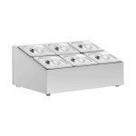 KRD Commercial Condiment Holder including 6xGN1/6 100mm Pans & Lids
