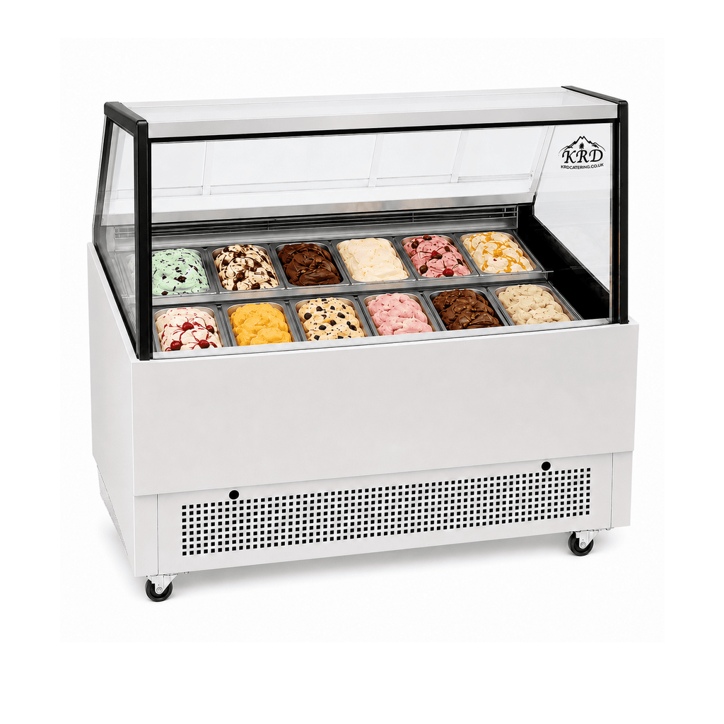 KRD Commercial Ice Cream Showcase Freezer 1200mm 12 Pans KICS-1200S