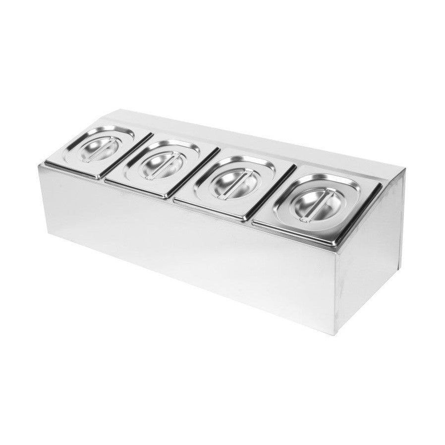KRD Condiment Holder including 4xGN1/6 100mm Pans & Lids
