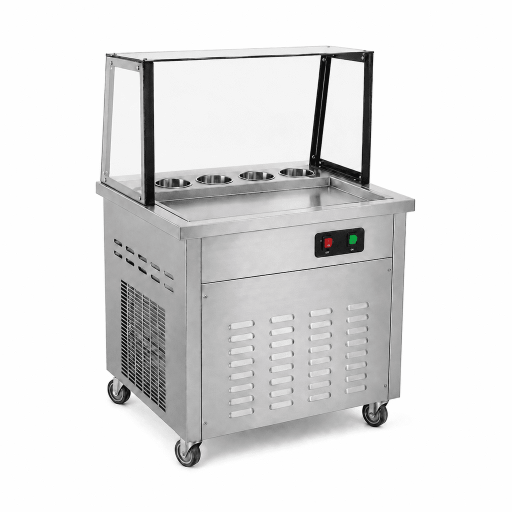 KRD Fried Ice Cream Roll Machine 10-15L/h 1000W with Topping Pots KIC580F
