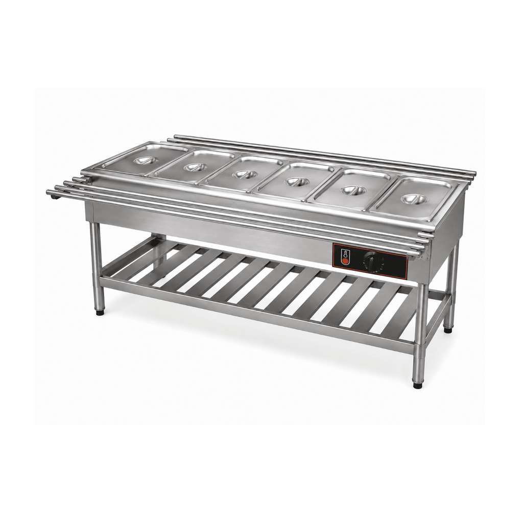 KRD Mobile Bain Marie Service Counter 2000mm 6 x GN1/1 BM6T
