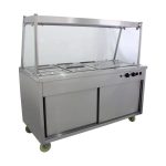 KRD Mobile Food Service Counter with Bain Marie Top and Hot Cupboard 150cm HYH4WS