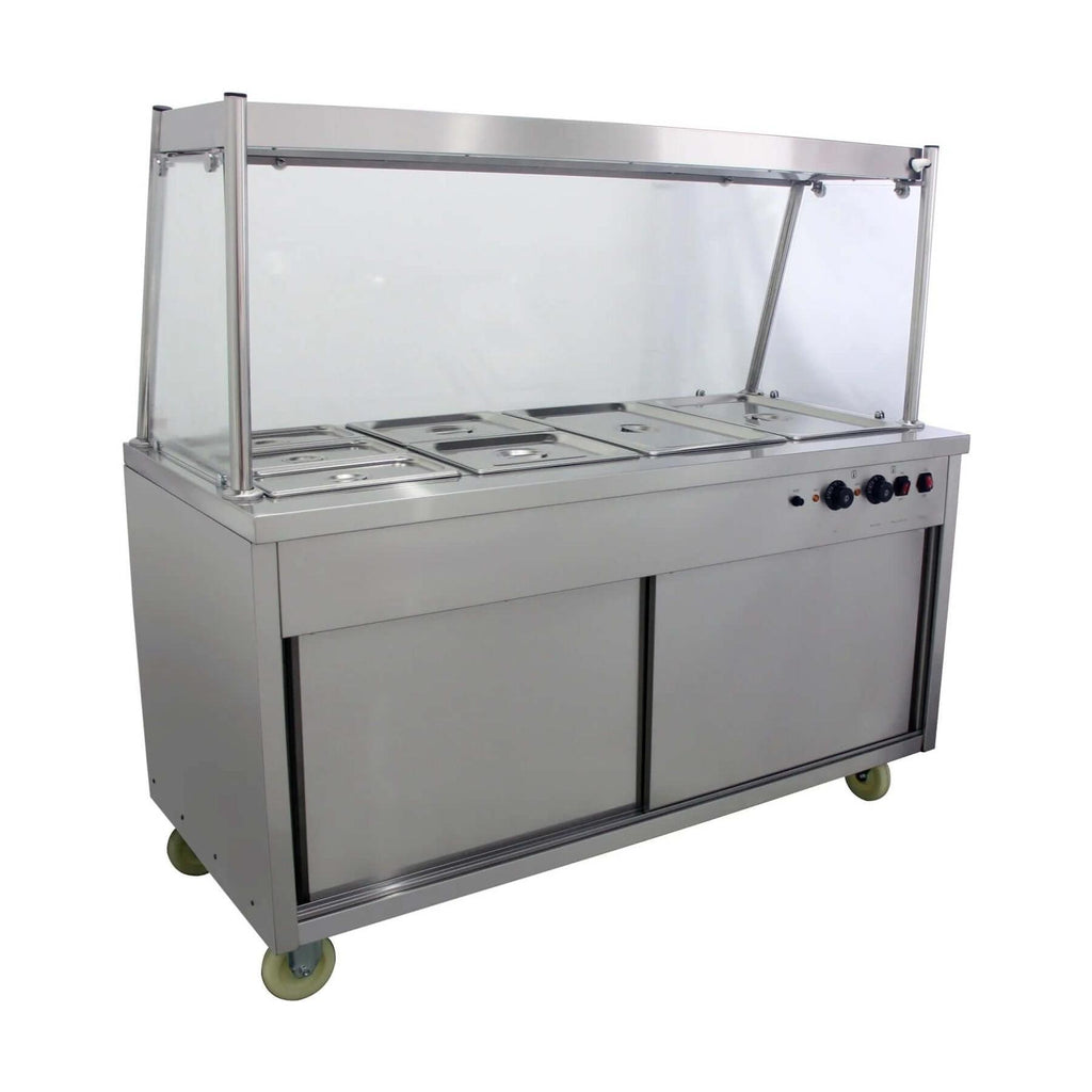 KRD Mobile Food Service Counter with Bain Marie Top and Hot Cupboard 150cm HYH4WS