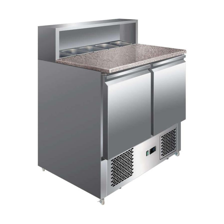 KRD Pizza Prep Table 2 doors Stainless steel Pizza top 5xGN1/6 Depth 700mm PSH900