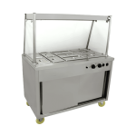 KRD Professional Glass Bain Marie Showcase Heated Display Hot Cupboard 3xGN1/1 120cm